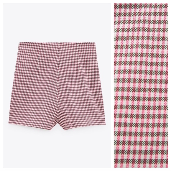 NWT. Zara Pink/White Houndstooth Skort. Size L. - Picture 6 of 10